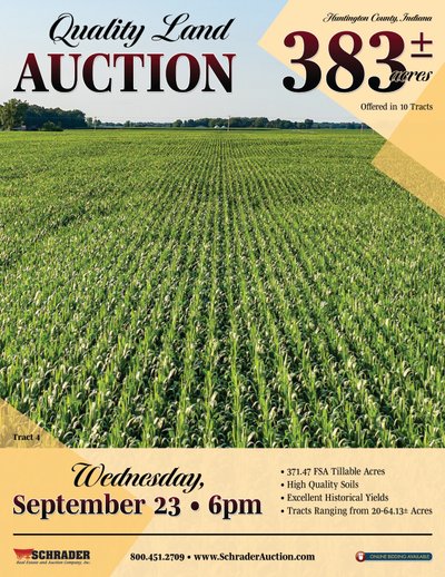 Auction brochure cover - QUALITY LAND AUCTION - 383+/-ACRES OFFERED IN 10 TRACTS IN HUNTINGTON COUNTY, INDIANA