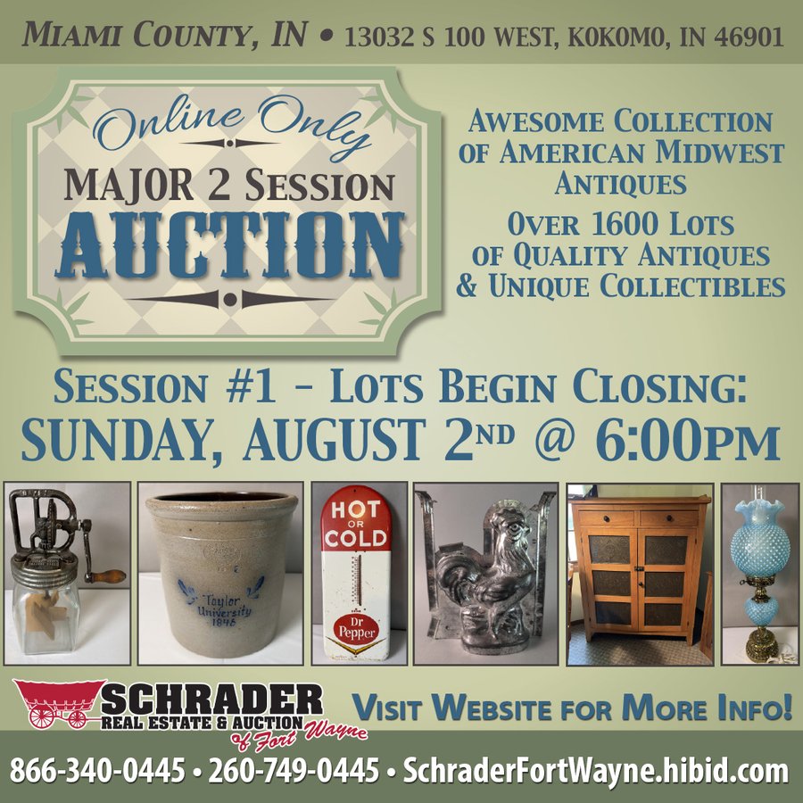 TIMED ONLINE ONLY PERSONAL PROPERTY AUCTION - SESSION 1 IN MIAMI COUNTY, INDIANA