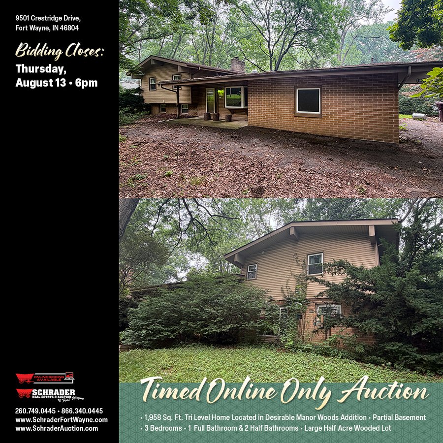 TIMED ONLINE ONLY REAL ESTATE AUCTION - .5+/- ACRES OFFERED IN 1 TRACT IN ALLEN COUNTY, INDIANA