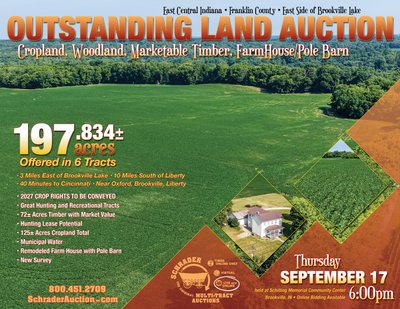 Sold: LAND AUCTION - 197.834+/-ACRES OFFERED IN 6 TRACTS IN FRANKLIN COUNTY, INDIANA - 12186 Whitcomb Rd, Brookville, IN 47012 - Franklin County, Indiana