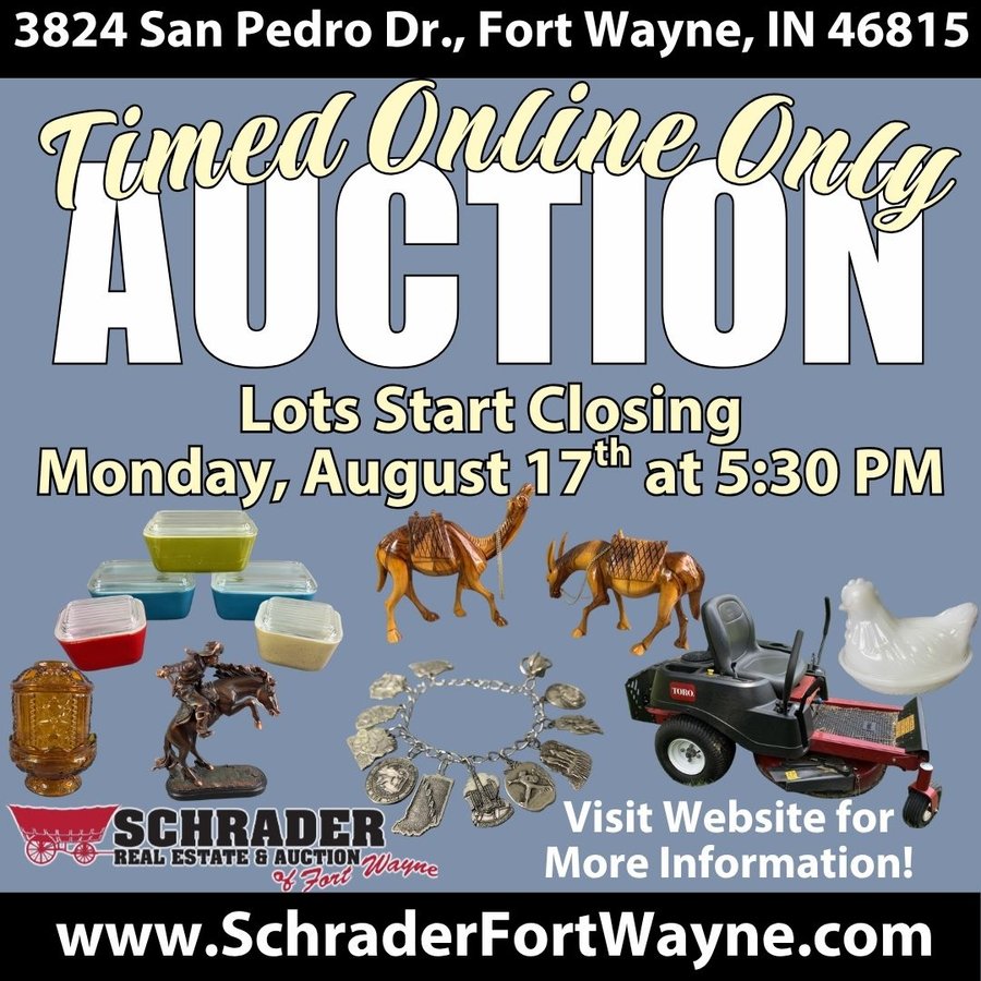 TIMED ONLINE ONLY PERSONAL PROPERTY AUCTION IN ALLEN COUNTY, INDIANA