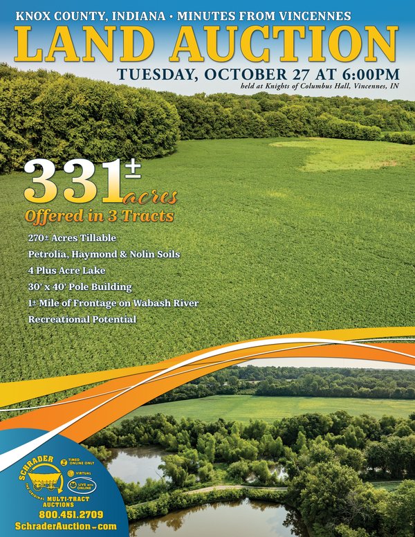 Sold: LAND AUCTION - 331+/-ACRES OFFERED IN 3 TRACTS IN KNOX COUNTY, INDIANA - Fort Knox Dr, Vincennes, IN 47591 - Knox County, Indiana