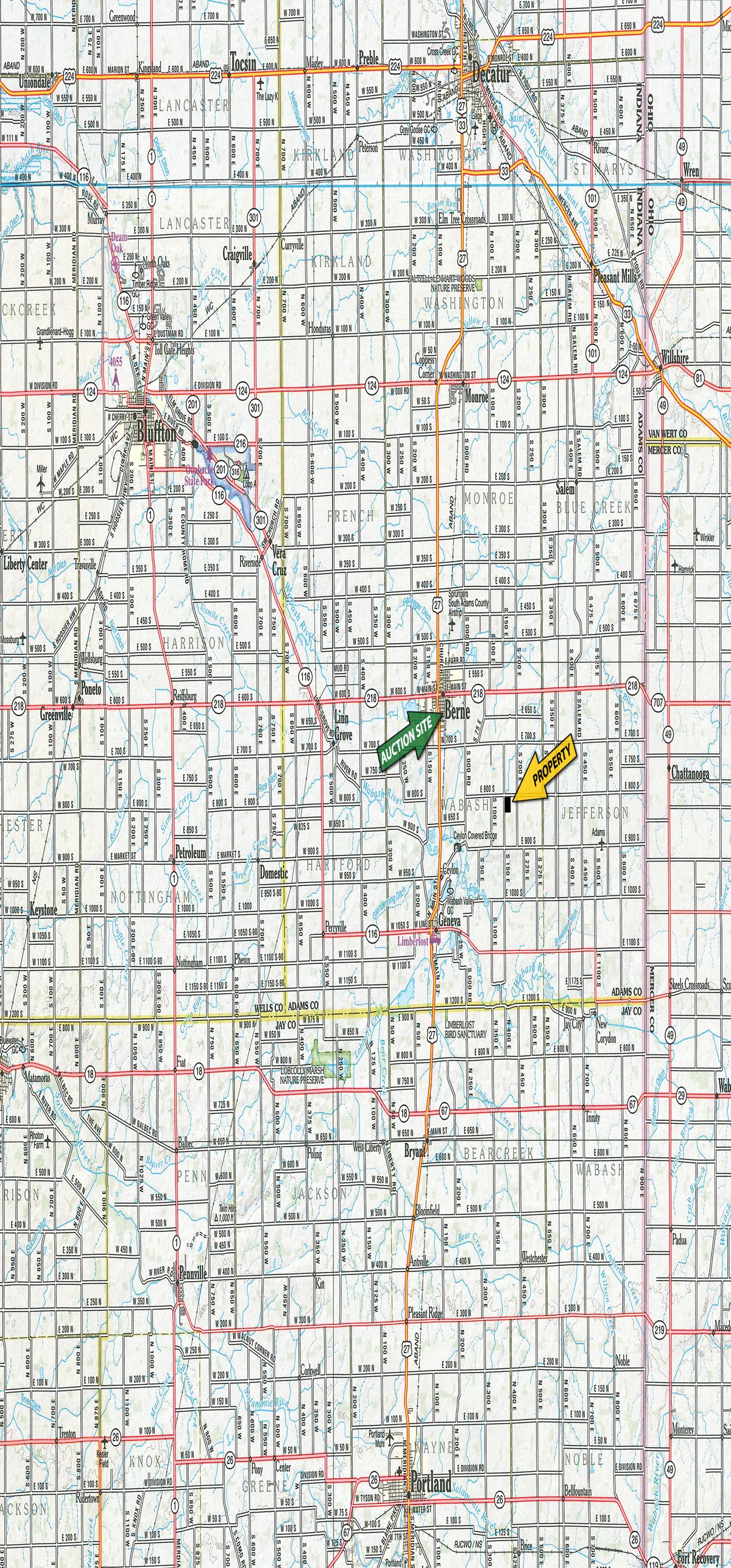 Area map - FARMLAND AUCTION - 53.8+/-ACRES OFFERED IN 3 TRACTS IN ADAMS COUNTY, INDIANA