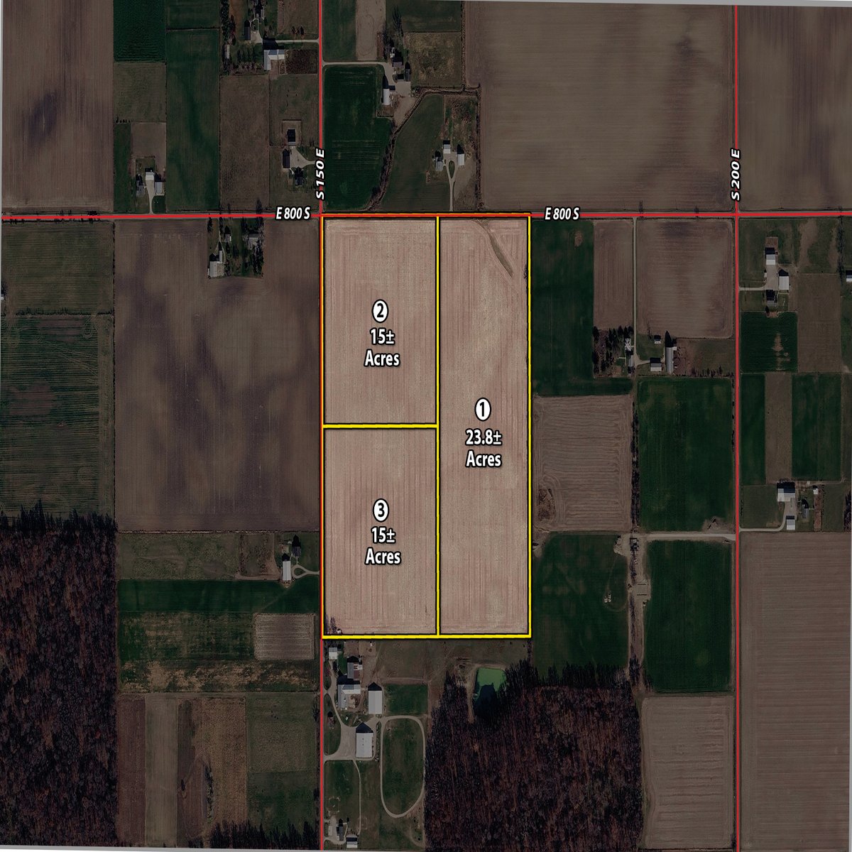 Tract map - FARMLAND AUCTION - 53.8+/-ACRES OFFERED IN 3 TRACTS IN ADAMS COUNTY, INDIANA