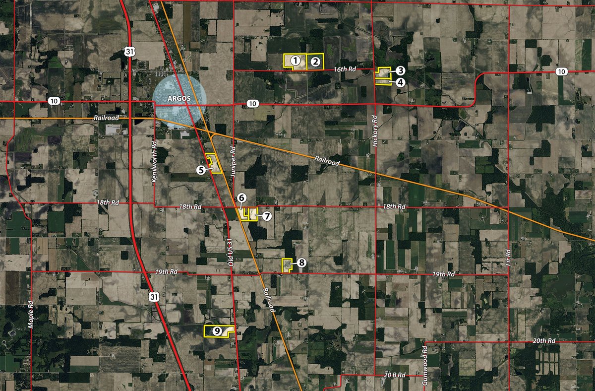 Tract map - QUALITY LAND AUCTION - 249.5+/-ACRES OFFERED IN 9 TRACTS IN MARSHALL COUNTY, INDIANA