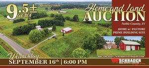 Sold: HOME AND LAND AUCTION - 9.5+/-ACRES OFFERED IN 2 TRACTS IN NOBLE COUNTY, INDIANA - 3133 N 1000 E, Kendallville, IN 46755 - Noble County, Indiana
