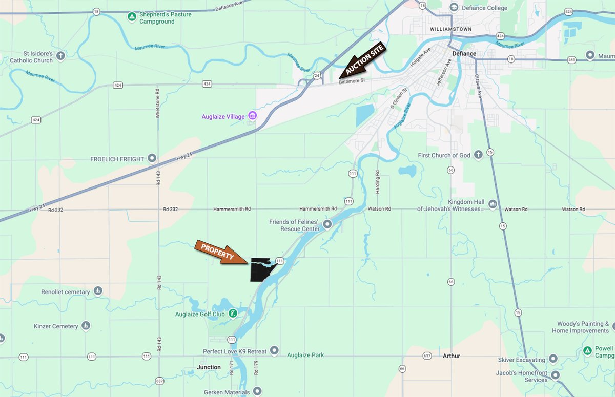 Area map - FARMLAND AUCTION - 124+/-ACRES OFFERED IN 9 TRACTS IN DEFIANCE COUNTY, OHIO