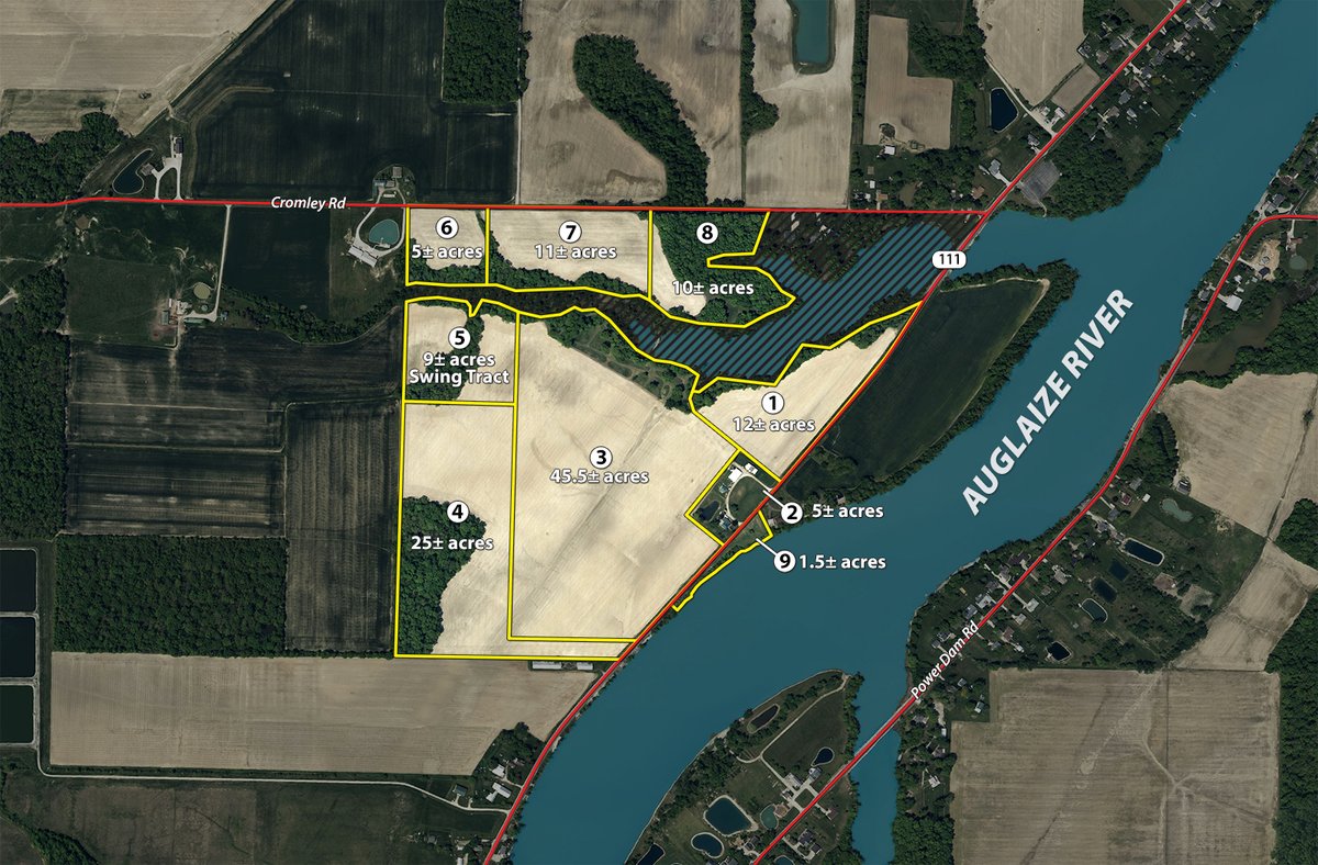 Tract map - FARMLAND AUCTION - 124+/-ACRES OFFERED IN 9 TRACTS IN DEFIANCE COUNTY, OHIO