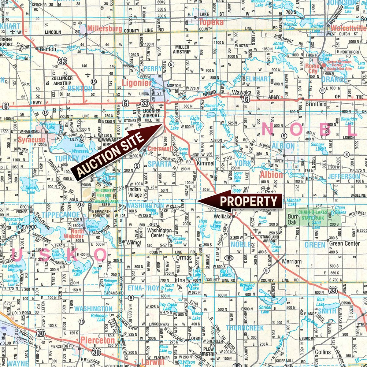 Area map - QUALITY LAND AUCTION - 219.75+/-ACRES OFFERED IN 7 TRACTS IN NOBLE COUNTY, INDIANA