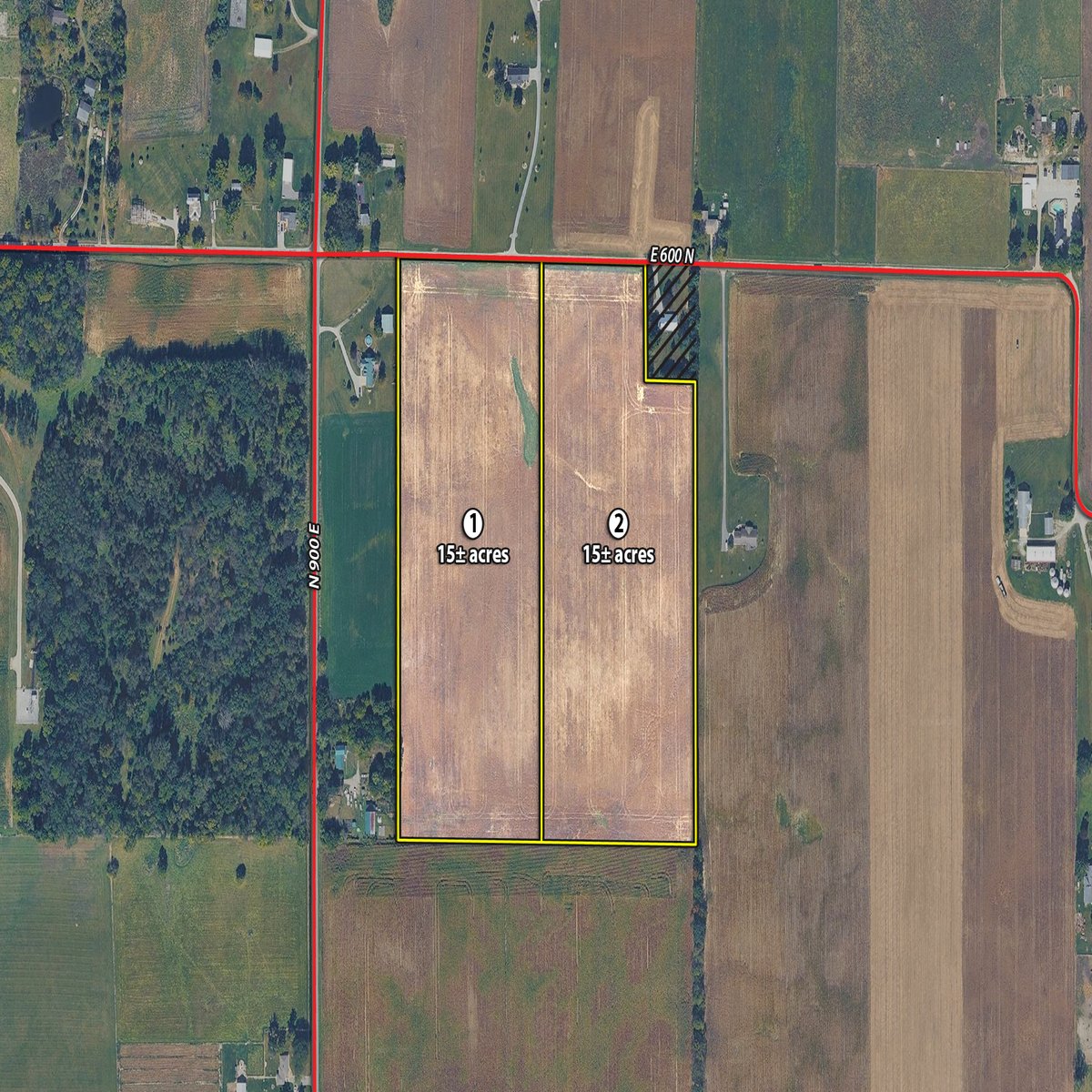 Tract map - FARMLAND AUCTION - 30+/-ACRES OFFERED IN 2 TRACTS IN WHITLEY COUNTY, INDIANA