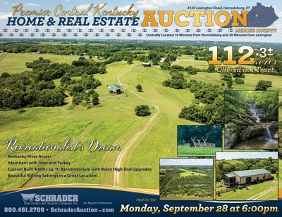 Auction brochure cover - HOME AND LAND AUCTION - 112.3+/-ACRES OFFERED IN 1 TRACT IN MERCER COUNTY, KENTUCKY