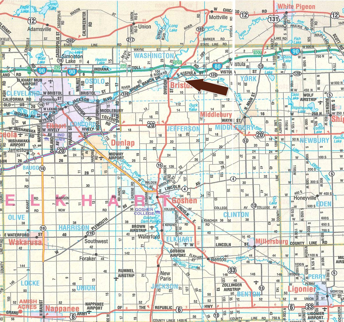 Area map - REAL ESTATE AUCTION - 5.214+/-ACRES OFFERED IN 1 TRACT IN ELKHART COUNTY, INDIANA