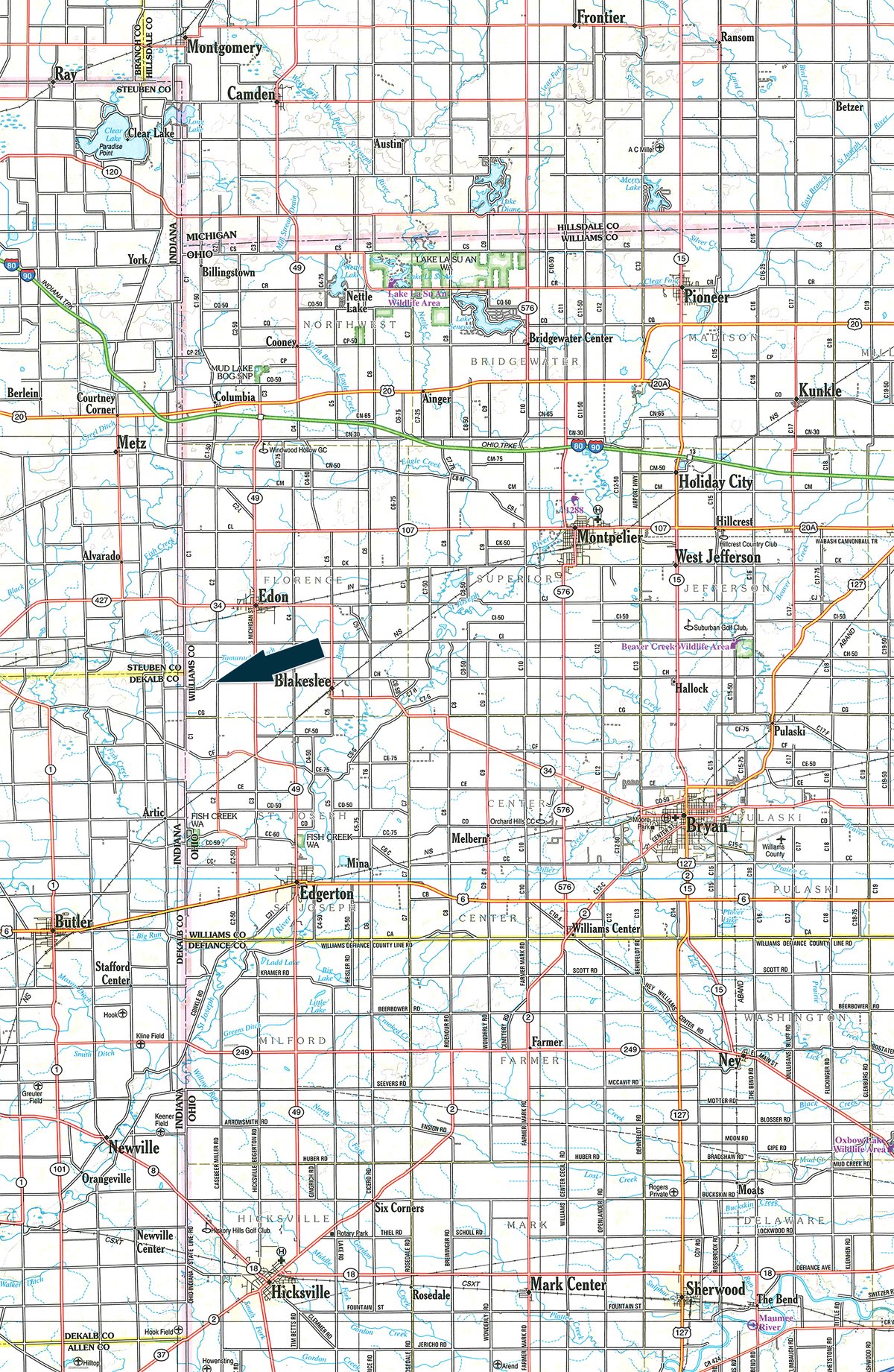 Area map - FARM EQUIPMENT AUCTION IN WILLIAMS COUNTY, OHIO