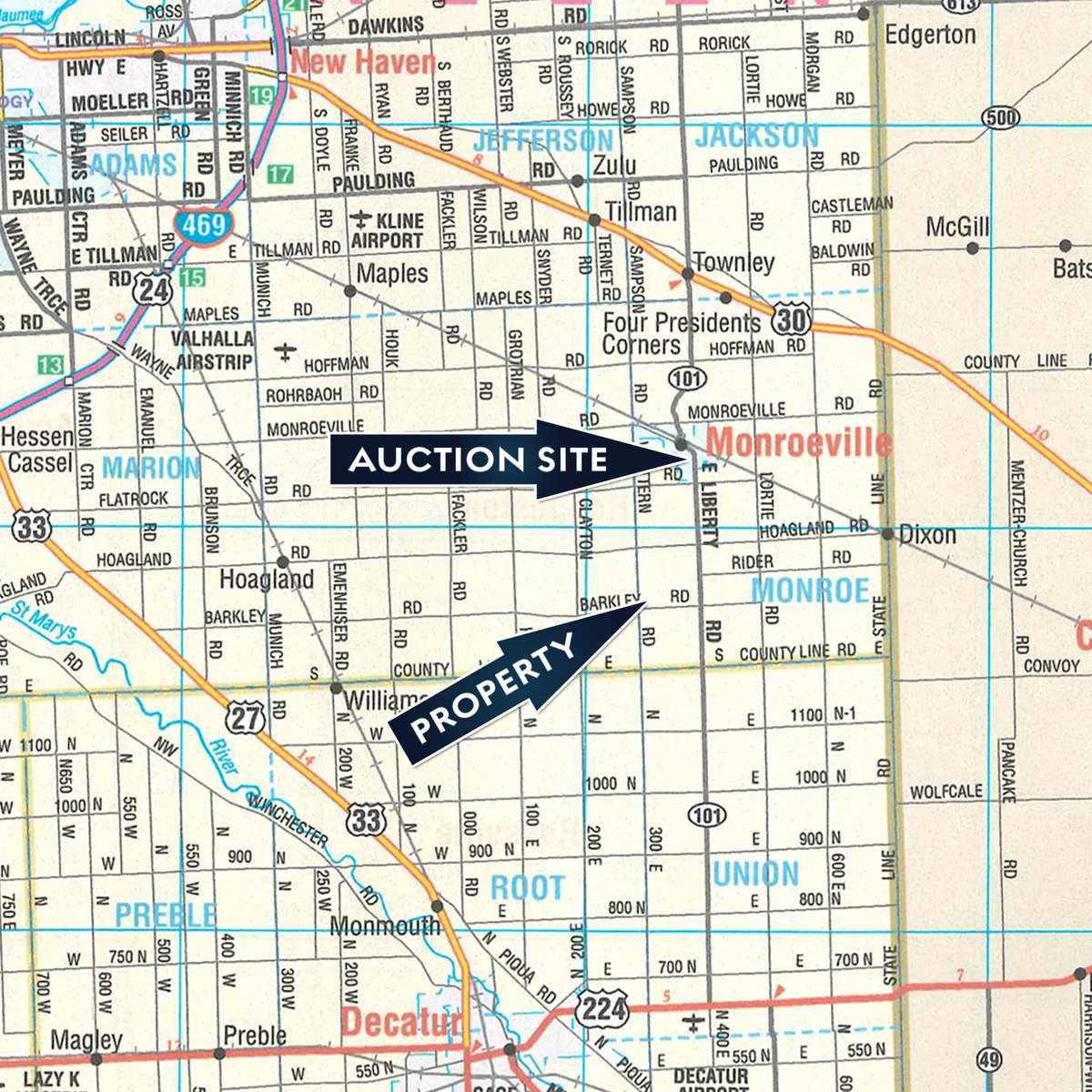 Area map - FARMLAND AUCTION - 95.9+/-ACRES OFFERED IN 5 TRACTS IN ALLEN COUNTY, INDIANA