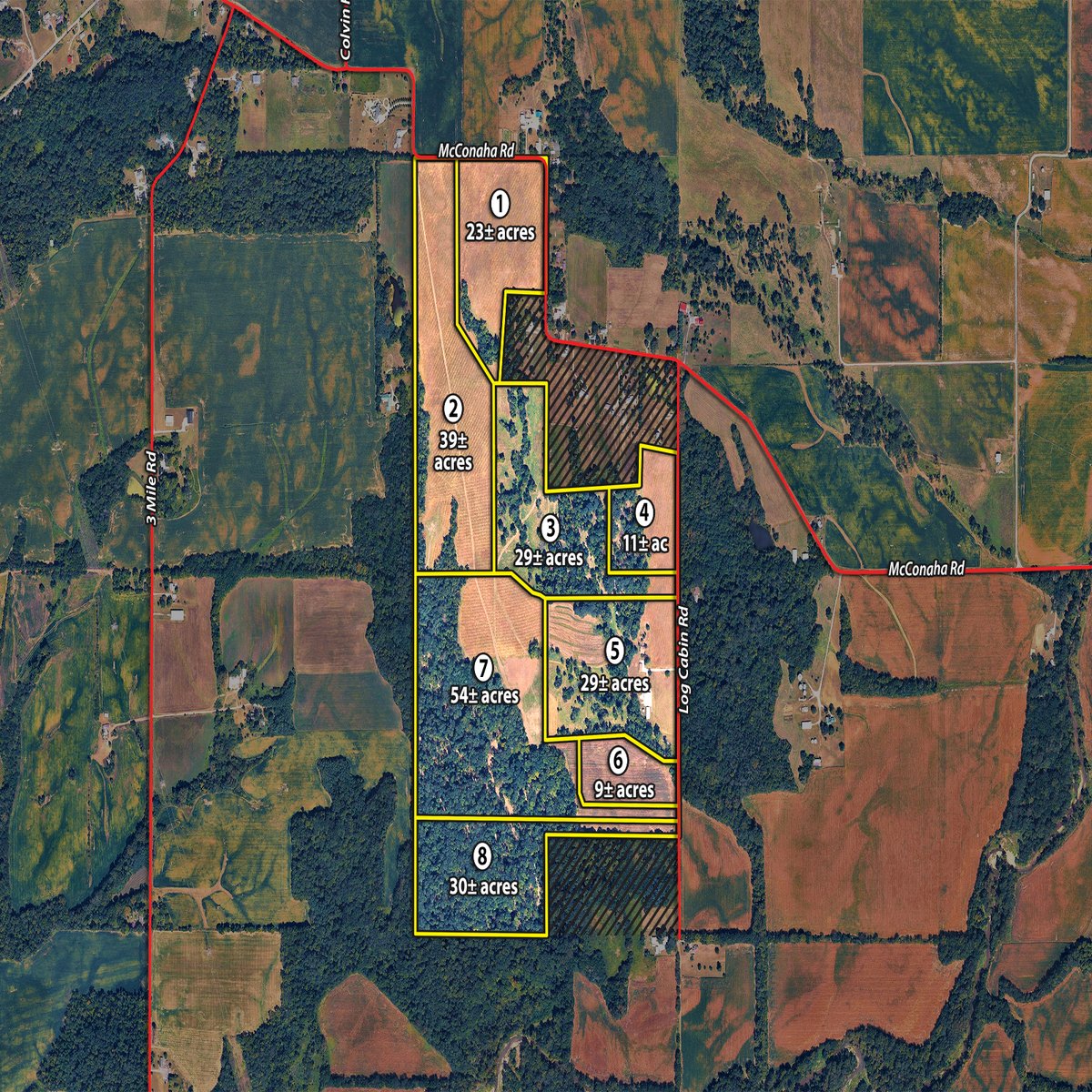 Tract map - LAND AUCTION - 224+/-ACRES OFFERED IN 8 TRACTS IN WAYNE COUNTY, INDIANA