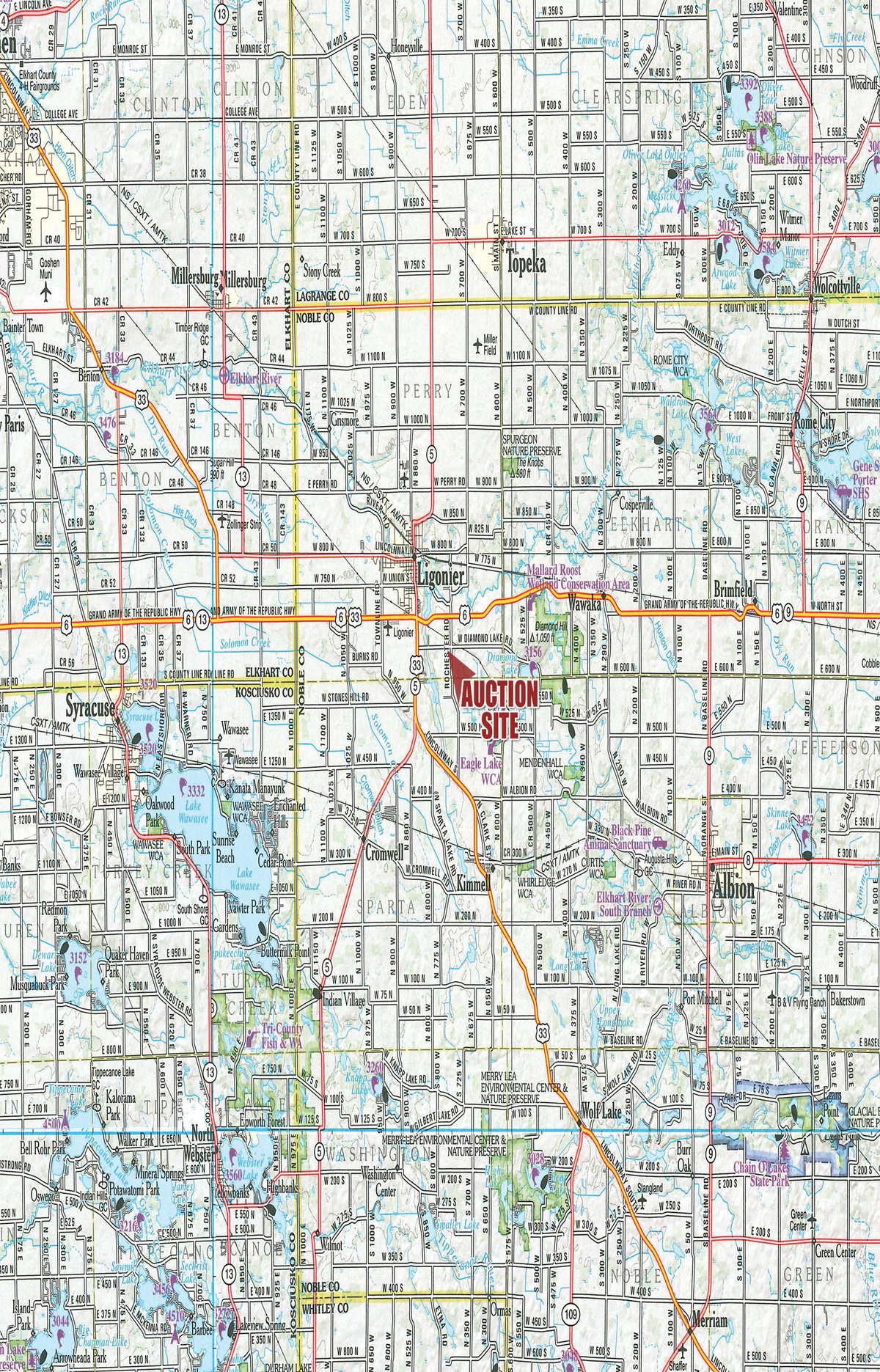 Area map - FARM EQUIPMENT AUCTION IN NOBLE COUNTY, INDIANA