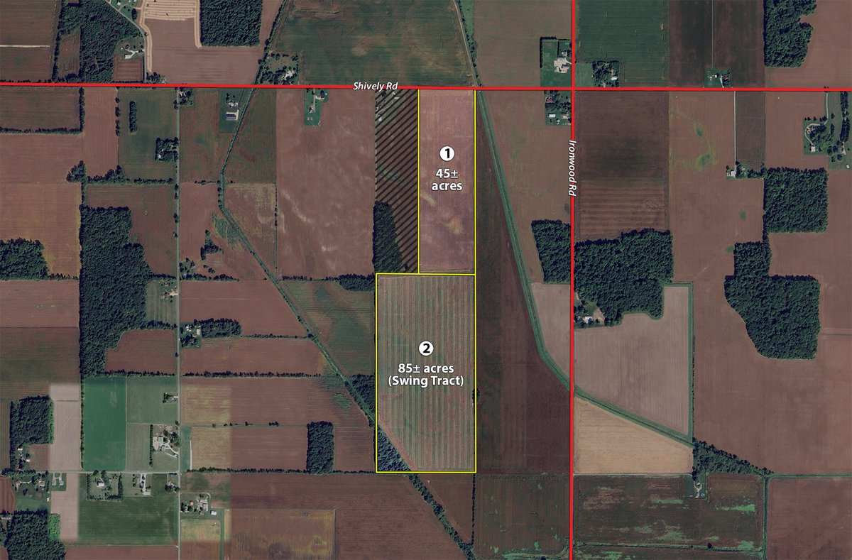 Tract map - LAND AUCTION - 130+/-ACRES OF PRODUCTIVE FARMLAND OFFERED IN 2 TRACTS IN ST JOSEPH COUNTY, INDIANA