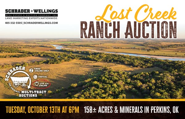 LOST CREEK RANCH - 158+/- ACRES & MINERALS IN PERKINS, OK
