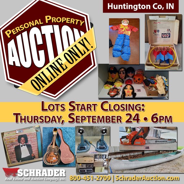TIMED ONLINE ONLY PERSONAL PROPERTY AUCTION IN HUNTINGTON COUNTY, INDIANA - 103 College St, Warren, IN 46962 - Huntington County, Indiana