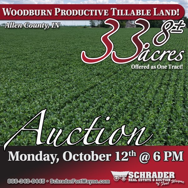 LAND AUCTION - 33.8+/-ACRES OFFERED IN 1 TRACT IN ALLEN COUNTY, INDIANA - Gustin Rd, Woodburn, IN 46797 - Allen County, Indiana