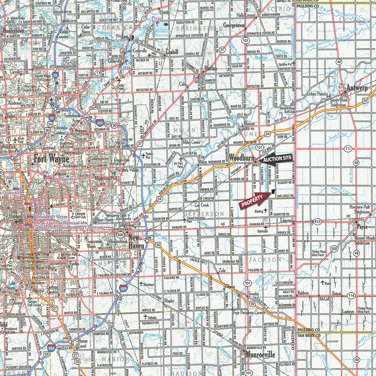 Area map - LAND AUCTION - 33.8+/-ACRES OFFERED IN 1 TRACT IN ALLEN COUNTY, INDIANA