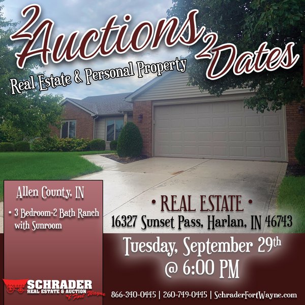 REAL ESTATE AUCTION IN ALLEN COUNTY, INDIANA - 16327 Sunset Pass, Harlan, IN 46743 - Allen County, Indiana