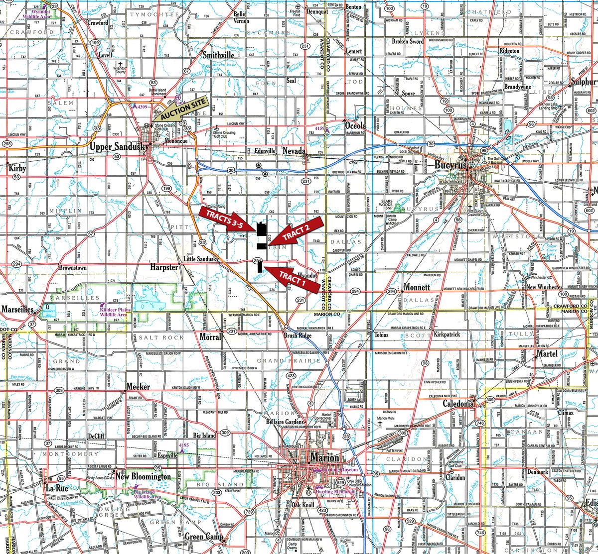 Area map - PREMIER OHIO LAND AUCTION - 377+/-ACRES OFFERED IN 5 TRACTS IN WYANDOT COUNTY, OHIO