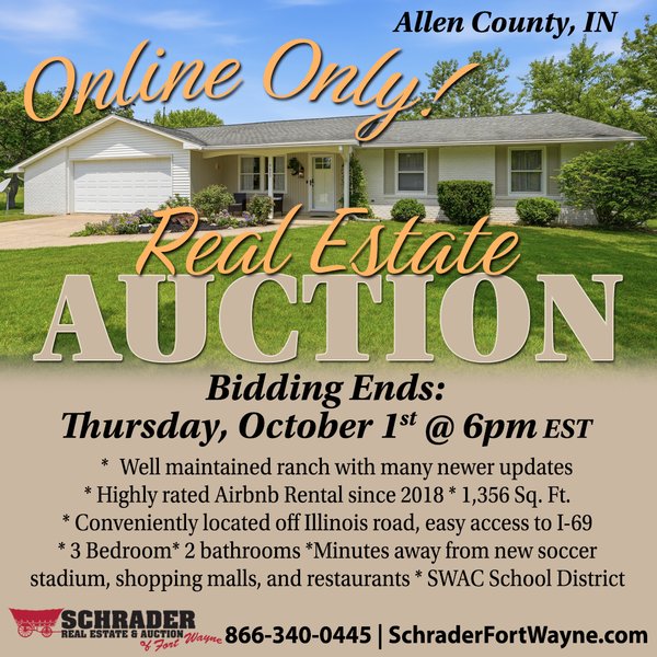 TIMED ONLINE ONLY REAL ESTATE AUCTION IN ALLEN COUNTY, INDIANA - 9622 Buck Ct, Ft Wayne, IN 46804 - Allen County, Indiana