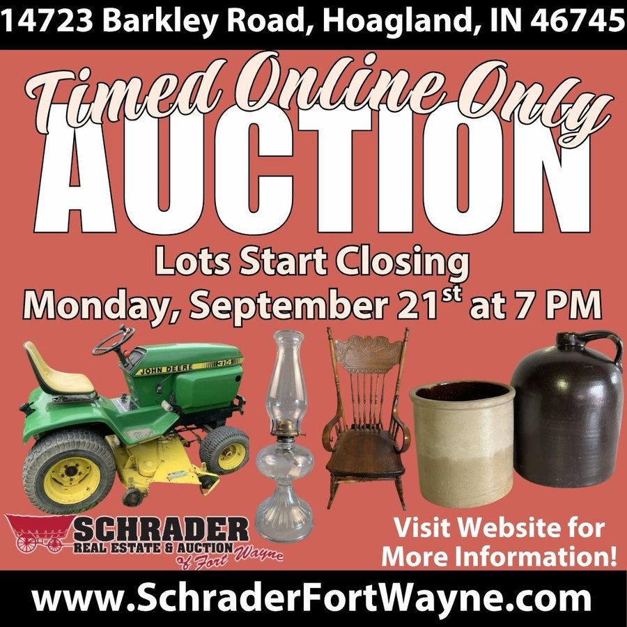 TIMED ONLINE ONLY PERSONAL PROPERTY AUCTION IN ALLEN COUNTY, INDIANA