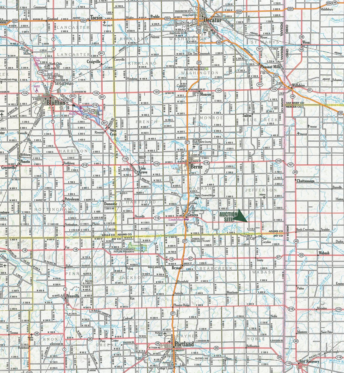 Area map - FARM EQUIPMENT AUCTION IN ADAMS COUNTY, INDIANA