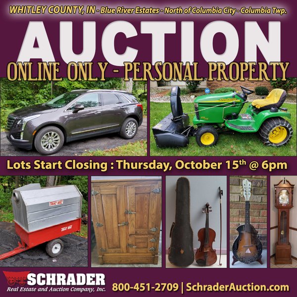 TIMED ONLINE PERSONAL PROPERTY AUCTION IN WHITLEY COUNTY, INDIANA