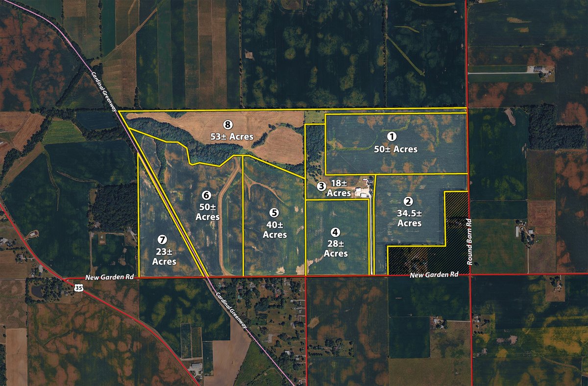Tract map - FARMLAND AUCTION - 296.5+/-ACRES OFFERED IN 8 TRACTS IN WAYNE COUNTY, INDIANA