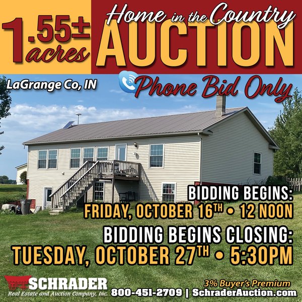 PHONE BID ONLY REAL ESTATE AUCTION IN LAGRANGE COUNTY, INDIANA