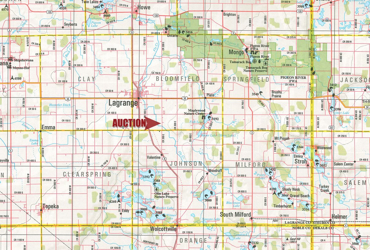 Area map - PHONE BID ONLY REAL ESTATE AUCTION IN LAGRANGE COUNTY, INDIANA
