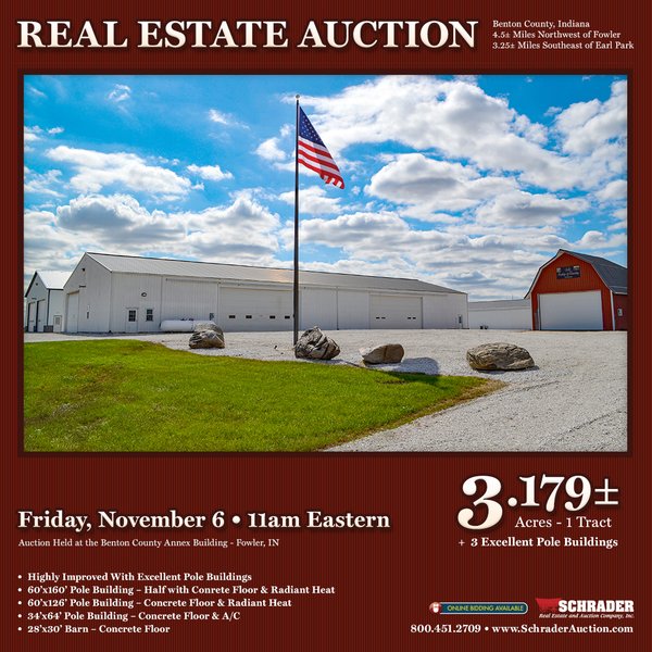 REAL ESTATE AUCTION - 3.179+/-ACRES OFFERED IN 1 TRACT IN BENTON COUNTY, INDIANA