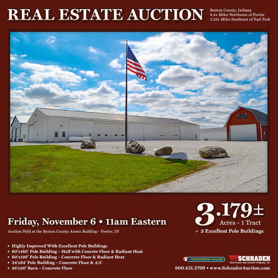 REAL ESTATE AUCTION - 3.179+/-ACRES OFFERED IN 1 TRACT IN BENTON COUNTY, INDIANA