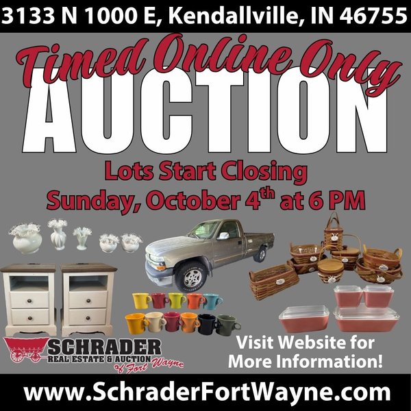 TIMED ONLINE ONLY PERSONAL PROPERTY AUCTION IN NOBLE COUNTY, INDIANA