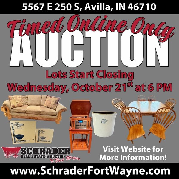 TIMED ONLINE PERSONAL PROPERTY AUCTION IN NOBLE COUNTY, INDIANA - 5567 E 250 S, Avilla, IN 46710 - Noble County, Indiana
