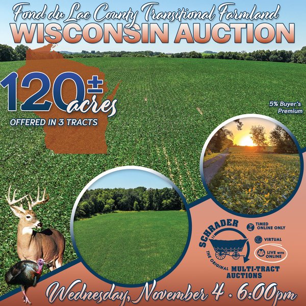 FOND DU LAC COUNTY TRANSITIONAL FARMLAND AUCTION - 120+/- ACRES OFFERED IN 3 TRACTS IN FOND DU LAC COUNTY, WISCONSIN - Campbellsport, WI - Fond Du Lac County, WI