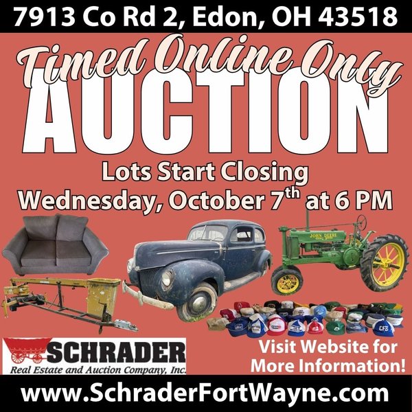 TIMED ONLINE ONLY PERSONAL PROPERTY AUCTION IN WILLIAMS COUNTY, OHIO