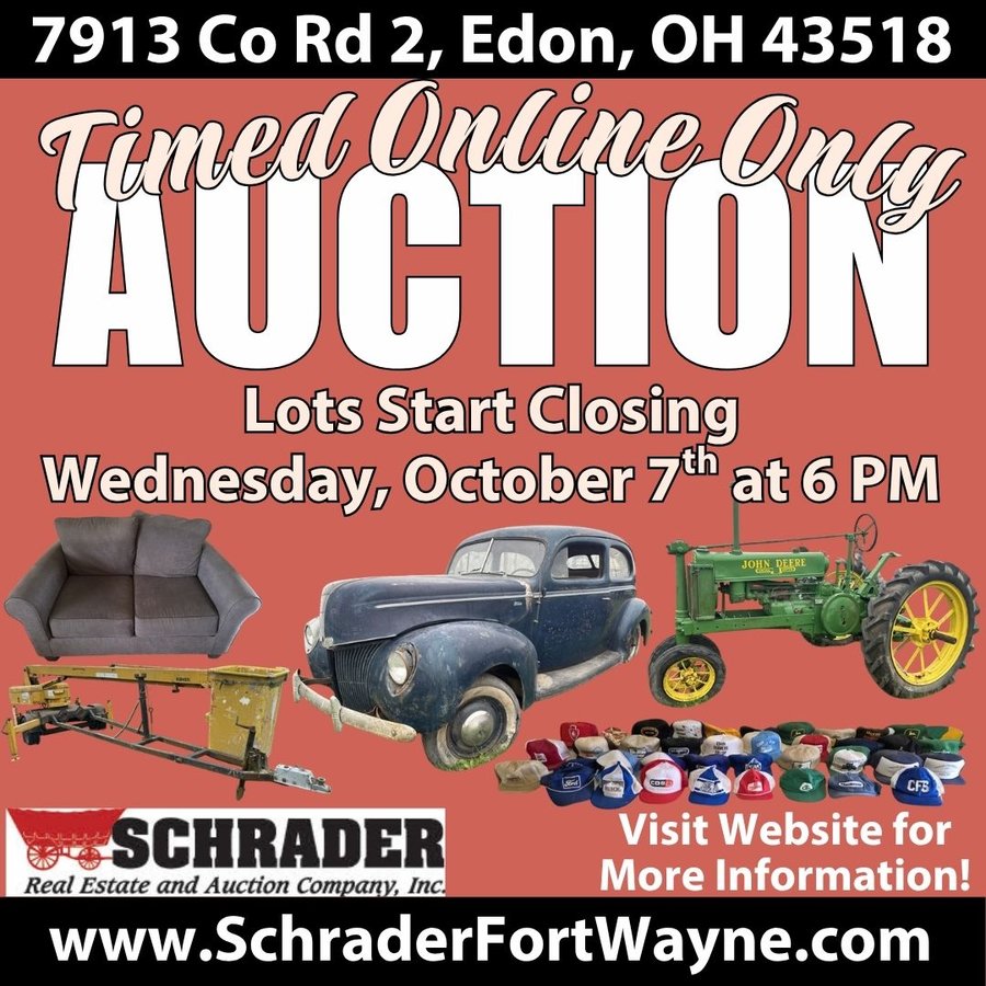 TIMED ONLINE ONLY PERSONAL PROPERTY AUCTION IN WILLIAMS COUNTY, OHIO