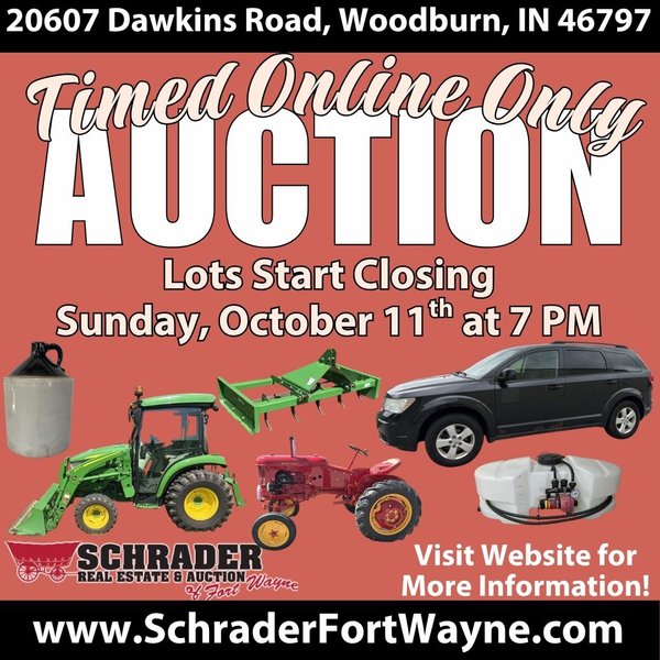 TIMED ONLINE ONLY PERSONAL PROPERTY AUCTION IN ALLEN COUNTY, INDIANA