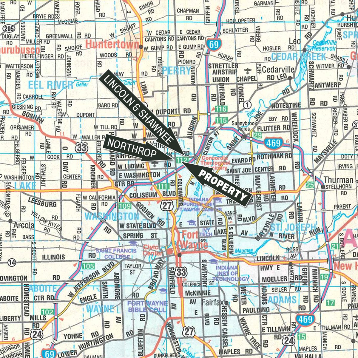 Area map - REAL ESTATE AUCTION OFFERED IN 1 TRACT IN ALLEN COUNTY, INDIANA