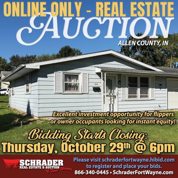 TIMED ONLINE ONLY REAL ESTATE AUCTION -.15+/-ACRE OFFERED IN 1 TRACT IN ALLEN COUNTY, INDIANA