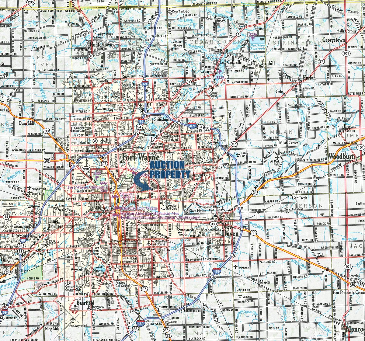 Area map - TIMED ONLINE ONLY REAL ESTATE AUCTION -.15+/-ACRE OFFERED IN 1 TRACT IN ALLEN COUNTY, INDIANA