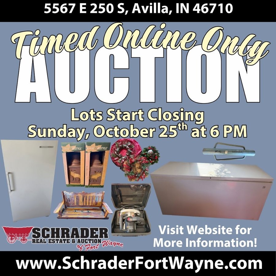 TIMED ONLINE PERSONAL PROPERTY AUCTION IN NOBLE COUNTY, INDIANA