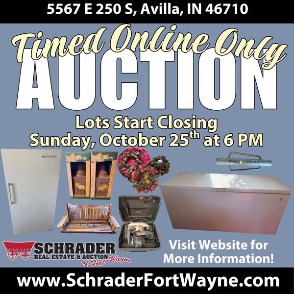 TIMED ONLINE PERSONAL PROPERTY AUCTION IN NOBLE COUNTY, INDIANA - 5567 E 250 S, Avilla, IN 46710 - Noble County, Indiana
