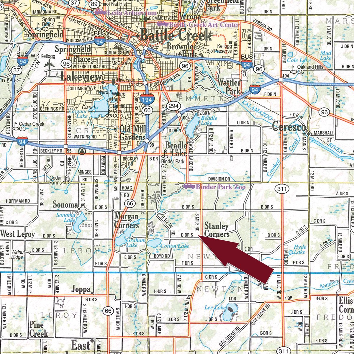 Area map - FARM EQUIPMENT AUCTION IN CALHOUN COUNTY, MICHIGAN