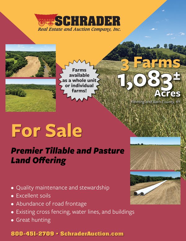 Listing brochure cover - 3 FARMS FOR SALE - 1,083 ACRES IN FLEMING AND BATH COUNTY, KENTUCKY