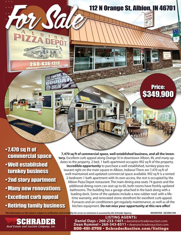 Listing brochure cover - TURNKEY BUSINESS FOR SALE IN NOBLE COUNTY, INDIANA
